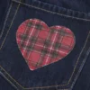 Fustă-pantalon mini din denim cu buzunare, în carouri, de culoare închisă, cu talie joasă Fustă-pantalon mini din denim cu buzunare, în carouri, de culoare închisă, cu talie joasă