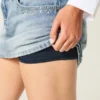 Fustă-pantalon mini din denim cu ținte, spălare ușoară Fustă-pantalon mini din denim cu ținte, spălare ușoară