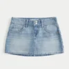 Fustă-pantalon mini din denim cu ținte, spălare ușoară Fustă-pantalon mini din denim cu ținte, spălare ușoară