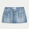 Fustă-pantalon mini din denim cu talie joasă