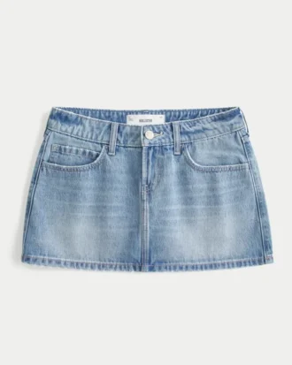 Fustă-pantalon mini din denim cu talie joasă