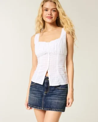 Fustă-pantalon mini din denim cu talie joasă