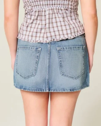 Fustă-pantalon mini din denim cu talie joasă