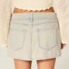 Fustă-pantalon mini din denim cu talie joasă Fustă-pantalon mini din denim cu talie joasă