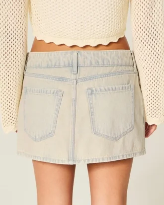 Fustă-pantalon mini din denim cu talie joasă