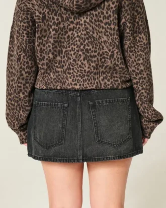 Fustă-pantalon mini din denim cu talie joasă