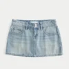 Fustă-pantalon mini din denim cu talie joasă Fustă-pantalon mini din denim cu talie joasă