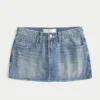 Fustă-pantalon mini din denim cu talie joasă