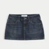 Fustă-pantalon mini din denim cu talie joasă Fustă-pantalon mini din denim cu talie joasă
