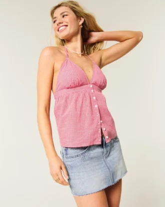 Fustă-pantalon mini din denim cu talie joasă și broderie cu stele