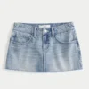 Fustă-pantalon mini din denim cu talie joasă și broderie cu stele Fustă-pantalon mini din denim cu talie joasă și broderie cu stele
