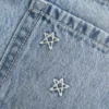 Fustă-pantalon mini din denim cu talie joasă și broderie cu stele Fustă-pantalon mini din denim cu talie joasă și broderie cu stele