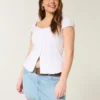 Fustă-pantalon mini din denim cu talie joasă și dungi Fustă-pantalon mini din denim cu talie joasă și dungi