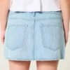 Fustă-pantalon mini din denim cu talie joasă și dungi Fustă-pantalon mini din denim cu talie joasă și dungi