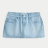 Fustă-pantalon mini din denim cu talie joasă și dungi Fustă-pantalon mini din denim cu talie joasă și dungi