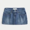 Fustă-pantalon mini din denim cu talie joasă și ținte Fustă-pantalon mini din denim cu talie joasă și ținte