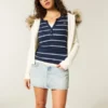 Fustă-pantalon mini din denim, cu talie joasă și spălare deschisă Fustă-pantalon mini din denim, cu talie joasă și spălare deschisă
