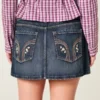 Fustă-pantalon mini din denim închis la culoare, cu talie joasă Fustă-pantalon mini din denim închis la culoare, cu talie joasă