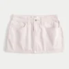 Fustă-pantalon mini din denim roz cu talie joasă Fustă-pantalon mini din denim roz cu talie joasă