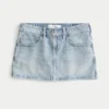 Fustă-pantalon mini din denim spălat deschis Fustă-pantalon mini din denim spălat deschis