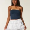 Fustă-pantalon mini din șifon în straturi Fustă-pantalon mini din șifon în straturi