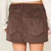 Fustă-pantalon mini din imitație de piele întoarsă, cu talie joasă