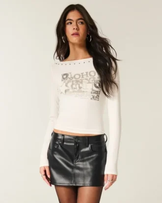 Fustă-pantalon mini din piele artificială