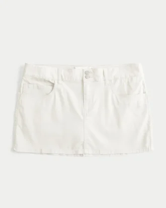 Fustă-pantalon mini din twill cu talie joasă și imprimeu fluture