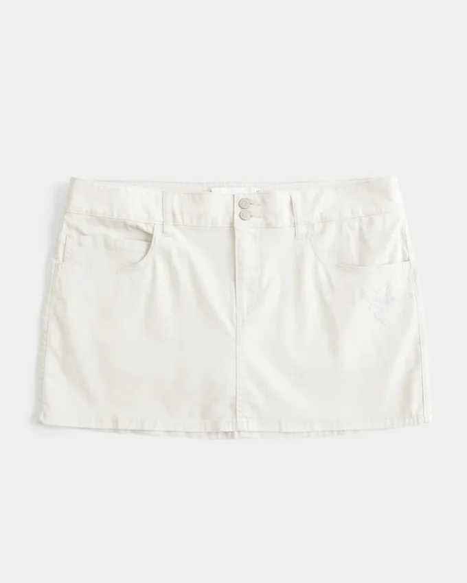 Fustă-pantalon mini din twill cu talie joasă și imprimeu fluture Fustă-pantalon mini din twill cu talie joasă și imprimeu fluture
