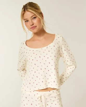 Gilly Hicks Always Cozy Waffle Bluză cu mâneci lungi și decolteu rotund