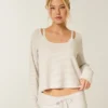 Gilly Hicks Always Cozy Waffle Bluză cu mâneci lungi și decolteu rotund Gilly Hicks Always Cozy Waffle Bluză cu mâneci lungi și decolteu rotund