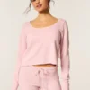 Gilly Hicks Always Cozy Waffle Bluză cu mâneci lungi și decolteu rotund Gilly Hicks Always Cozy Waffle Bluză cu mâneci lungi și decolteu rotund