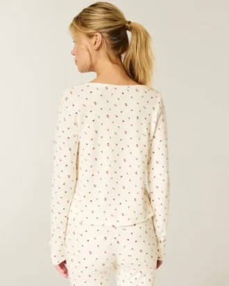 Gilly Hicks Always Cozy Waffle Bluză cu mâneci lungi și decolteu rotund