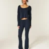 Gilly Hicks Pantaloni bootcut confortabili, cu model waffle Gilly Hicks Pantaloni bootcut confortabili, cu model waffle