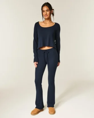 Gilly Hicks Pantaloni bootcut confortabili, cu model waffle