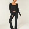 Gilly Hicks Pantaloni bootcut confortabili, cu model waffle Gilly Hicks Pantaloni bootcut confortabili, cu model waffle