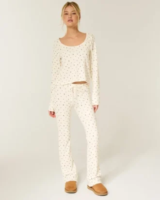 Gilly Hicks Pantaloni bootcut confortabili, cu model waffle