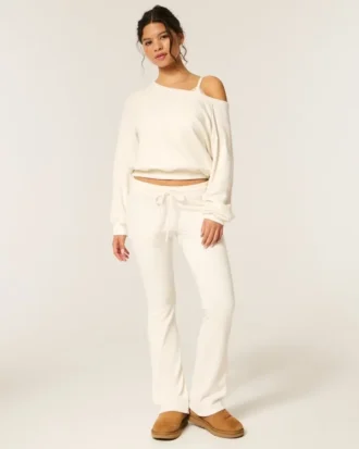 Gilly Hicks Pantaloni bootcut confortabili, cu model waffle