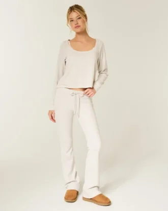 Gilly Hicks Pantaloni bootcut confortabili, cu model waffle