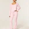 Gilly Hicks Pantaloni bootcut confortabili, cu model waffle Gilly Hicks Pantaloni bootcut confortabili, cu model waffle