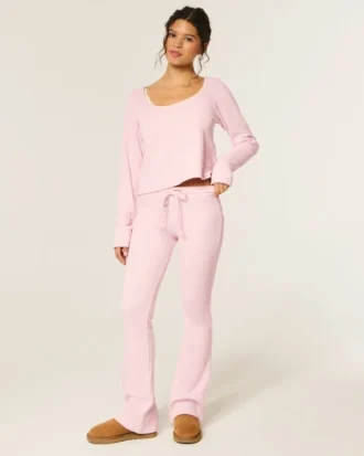 Gilly Hicks Pantaloni bootcut confortabili, cu model waffle