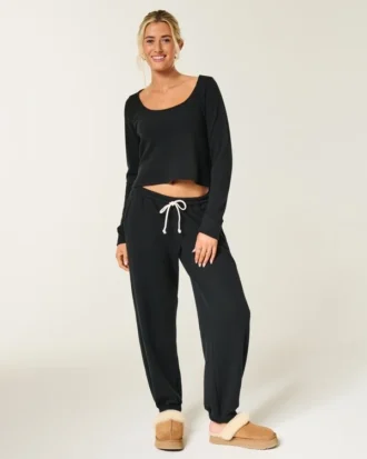 Gilly Hicks Pantaloni de jogging largi, confortabili, cu model waffle