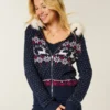 Hanorac cu glugă și bordură din blană artificială Fair Isle cu fermoar Hanorac cu glugă și bordură din blană artificială Fair Isle cu fermoar