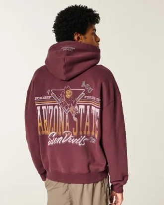 Hanorac cu glugă și fermoar Boxy Arizona State University Sun Devils Graphic