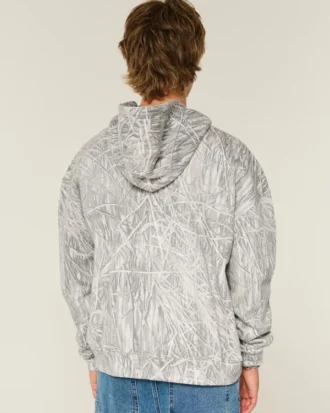 Hanorac cu glugă și fermoar Boxy Camo