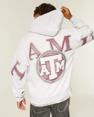 Hanorac cu glugă și fermoar Boxy Texas A&M University Aggies Graphic