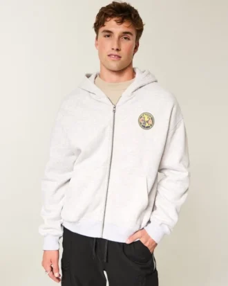 Hanorac cu glugă și fermoar Boxy Zip-Up Club América Las Águilas Graphic