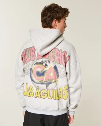 Hanorac cu glugă și fermoar Boxy Zip-Up Club América Las Águilas Graphic