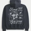 Hanorac cu glugă și fermoar, cu grafică Ford