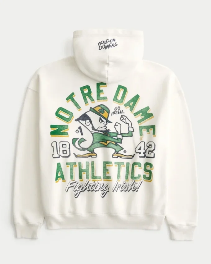 Hanorac cu glugă și fermoar, cu imprimeu Fighting Irish al Universității Notre Dame Hanorac cu glugă și fermoar, cu imprimeu Fighting Irish al Universității Notre Dame